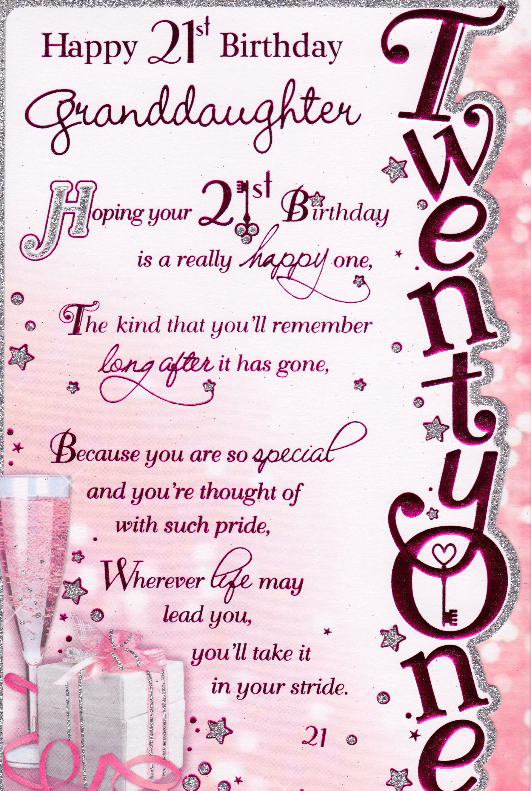 key Granddaughter 21st Birthday Card BNIP 