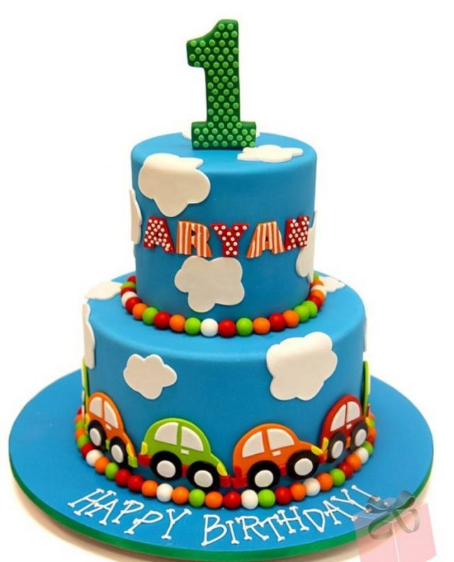 Baby boy happy birthday cake