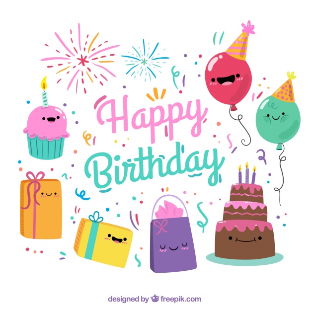 Birthday Emoji – colorful background