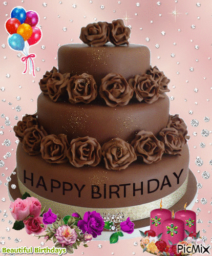 Chocolate Happy Birthday Cake Gif