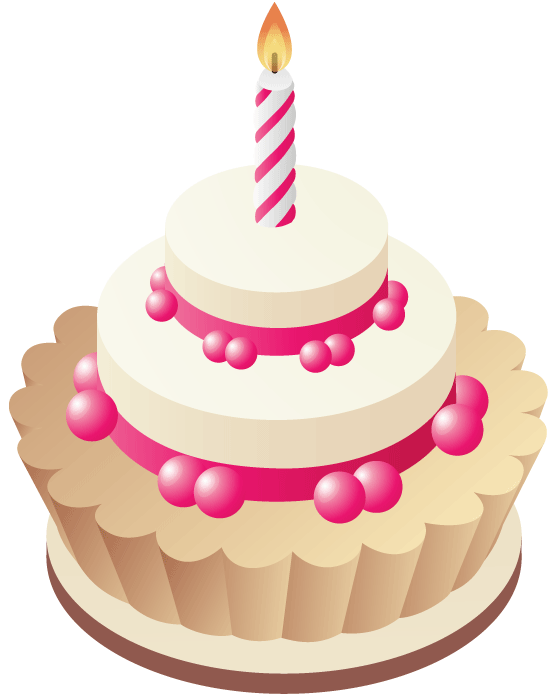 Curling Birthday Cake Clipart