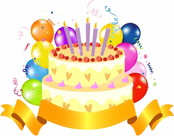 Golden Birthday Cake Clipart