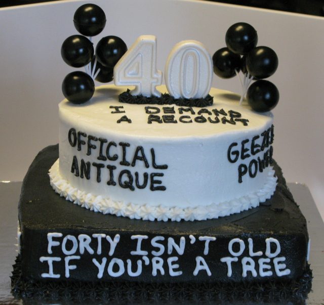 Traditional Birthday Cake with balloons