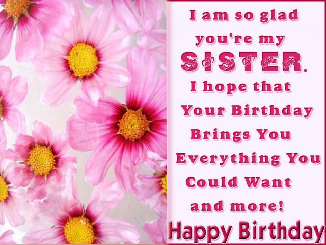 glad Birthday Wishes for Sister