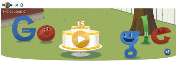 google 15th birhtday minigame