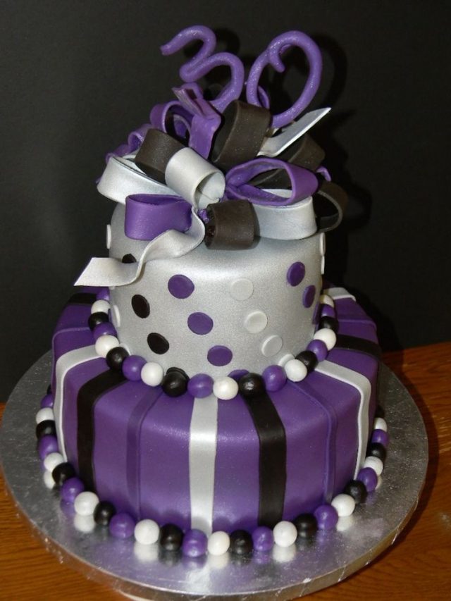 purple, silver and black Birthday Cakes for Girls and Women