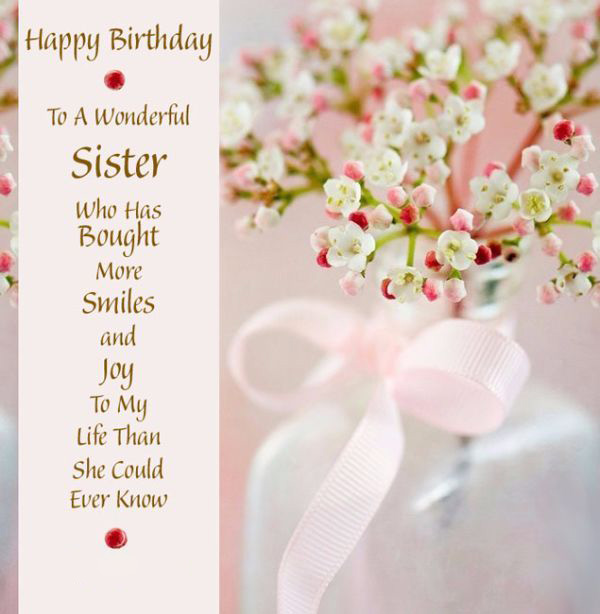 wonderful Birthday Wishes for Sister