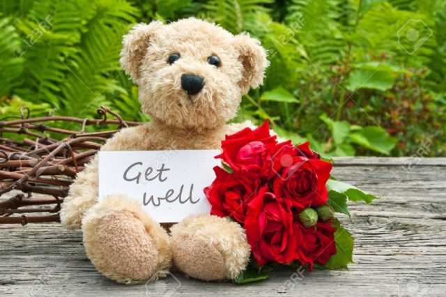 get well soon flowers with little bear